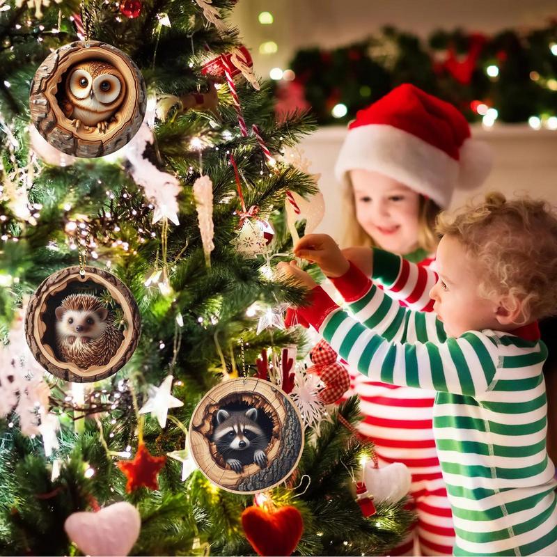 Christmas Ornaments Animal Christmas Ornaments 2D Acrylic  Animal Ornaments Acrylic Christmas Decor Cute Hanging Pendants