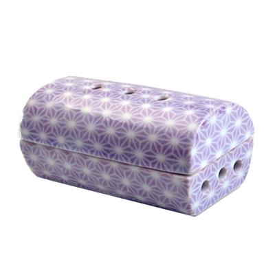 Buddhist Incense Horizontal Cylindrical Incense Burner Hemp Leaf Small Pattern Mino Ware with Carbon Felt for Mini Size 7cm Incense Sticks For Longer