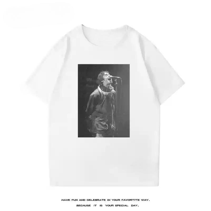 2024 Oasis Short Sleeve T-shirt Men's Spring/summer New Cotton Rock American Retro Rock Perimeter Casual Half Sleeve
