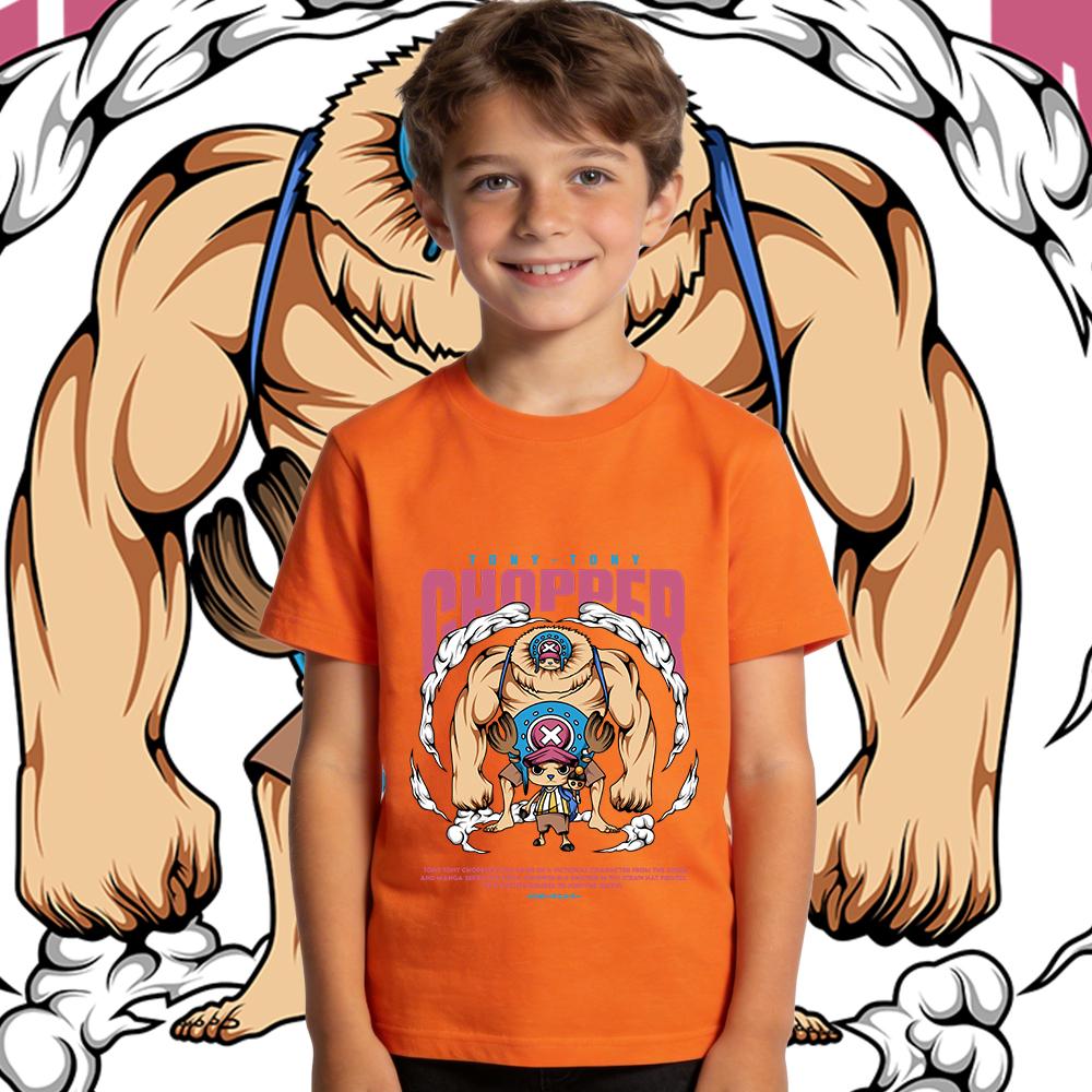 One Piece Chopper Anime Print Cotton T Shirt for Boys Girls Short Sleeve Summer Kids Casual Top Soft Breathable Clothes