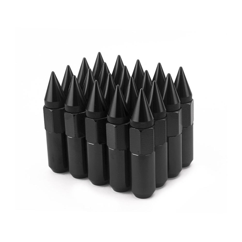 20Pcs 12X1.5 Or 12X1.25 Spiked Aluminium 60MM Extended Tuner Wheels Rims Lug Nuts Racing M12x1.25 чёрный