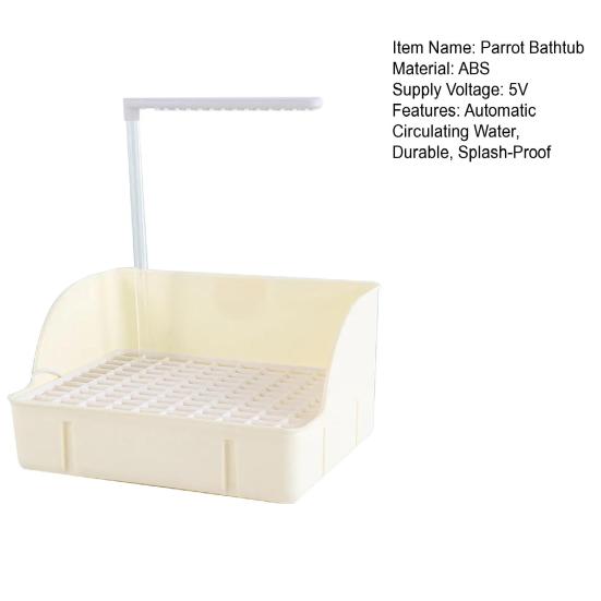 Parrot Bathtub Automatic Circulating Water Birds Shower Bath for Small Medium Birds Parakeets Cockatiel African Grey Lovebird