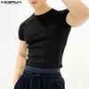 INCERUN Men Round Neck Short Sleeve Gym Sport Casual Fitted T-shirts
