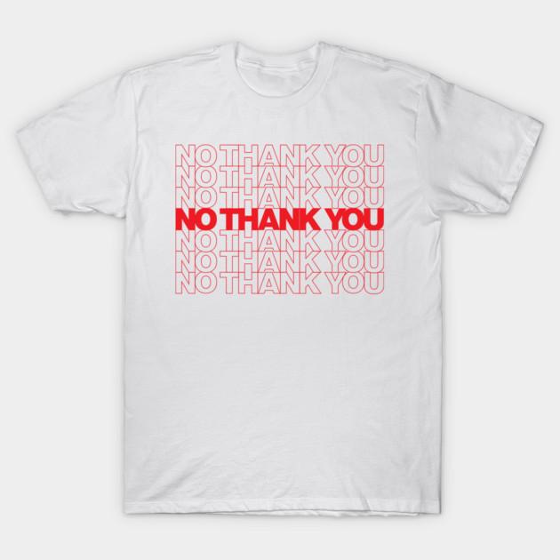 Asian Size Men Black Print T-shirt No Thank You No-Cut Print Cotton Tshirt 2XL