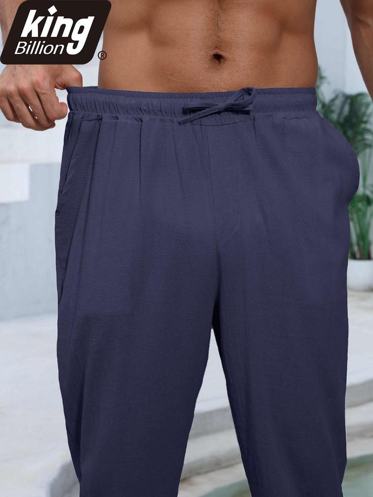 Summer Men's Lightweight Linen Blend Pants - Casual Relaxed Fit Breathable Beachwear Comfortable Vacation Style Trousers