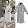 Women's Plus Velvet Sweatshirt Dress: Faux Two-Piece, Long Over-the-Knee, Hooded, Loose Fit, Plus Size, for Autumn and Winter.