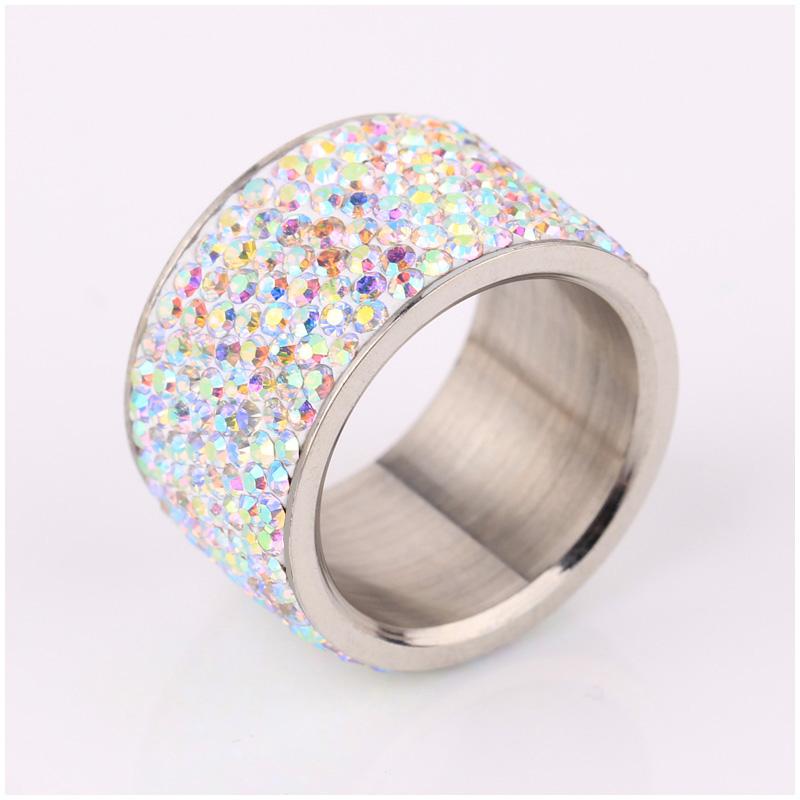 8 Row Multi Fashion Female Stainless Steel Crystal Wedding Rings for Women  AB+ CZ Stone Party Rhinestone Rings