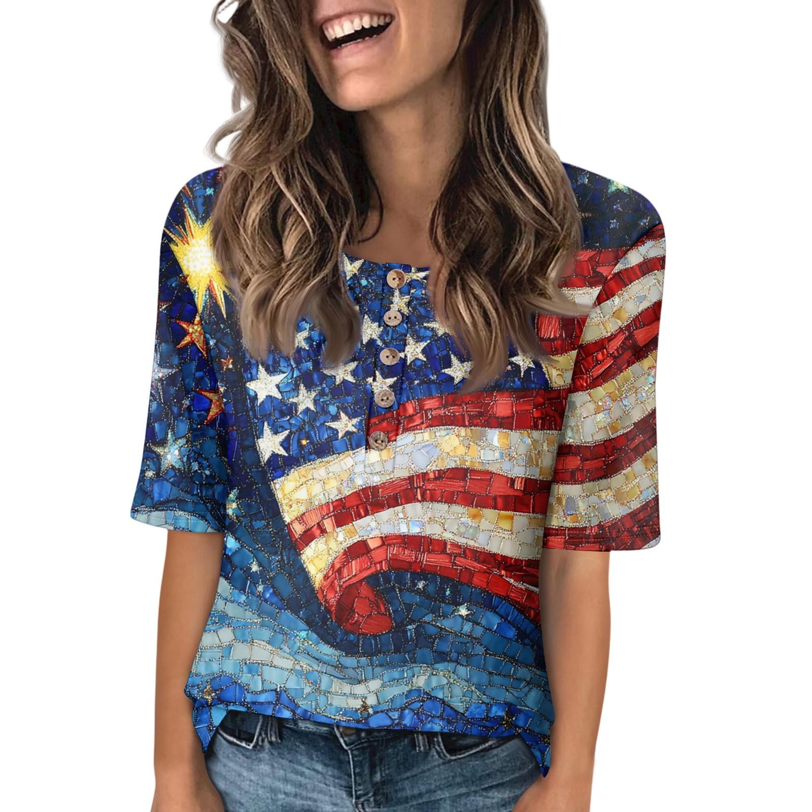 

Женская мода принтованный круглый вырез на пуговицах короткий рукав повседневный топ XL