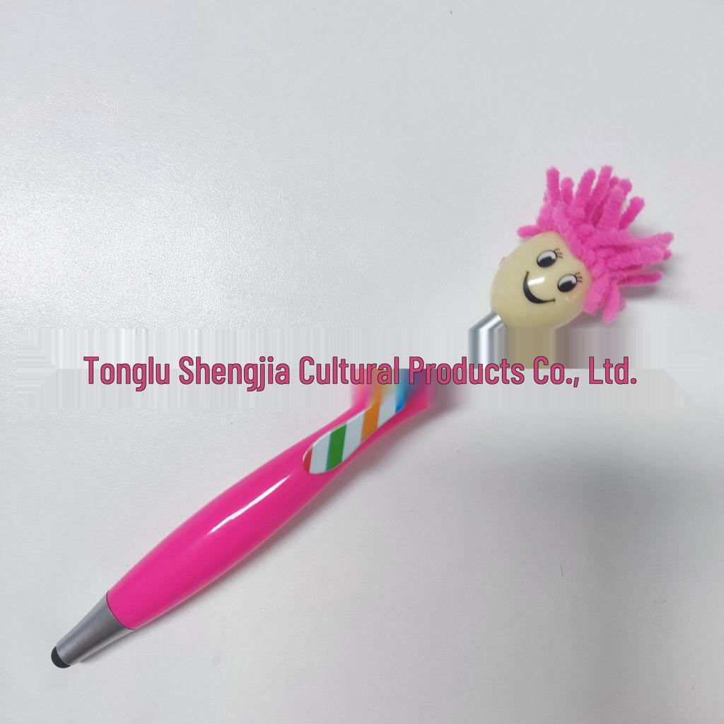 Christmas Cartoon Plush Doll Smiley Face Ballpoint Pen