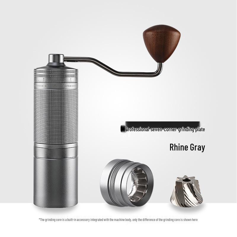 Stainless Steel Manual Coffee Grinder with External Adjustment and Seven-Star Ghost Teeth for Pour-Over Brewing