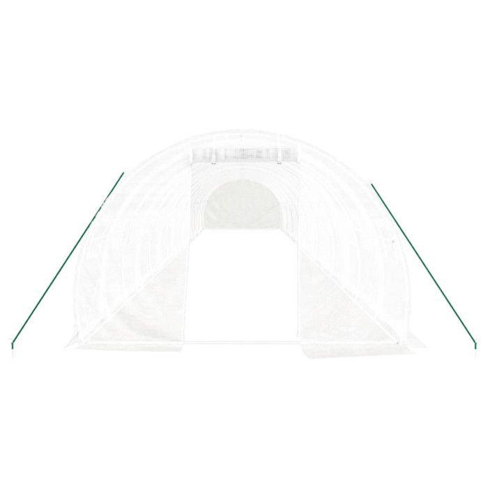 VidaXL Serre avec cadre en acier blanc 48 m² 16x3x2 m, polytunnel, serre à cadre froid, serre pour tomate, serre de jardin, 3188056