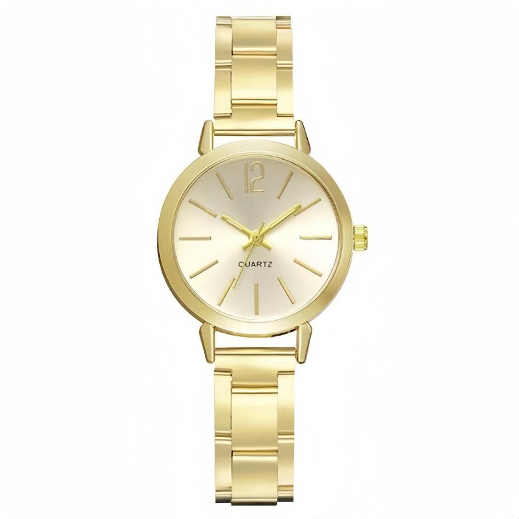 Women's Trendy Stainless Steel Quartz Watch & Bracelet Set
