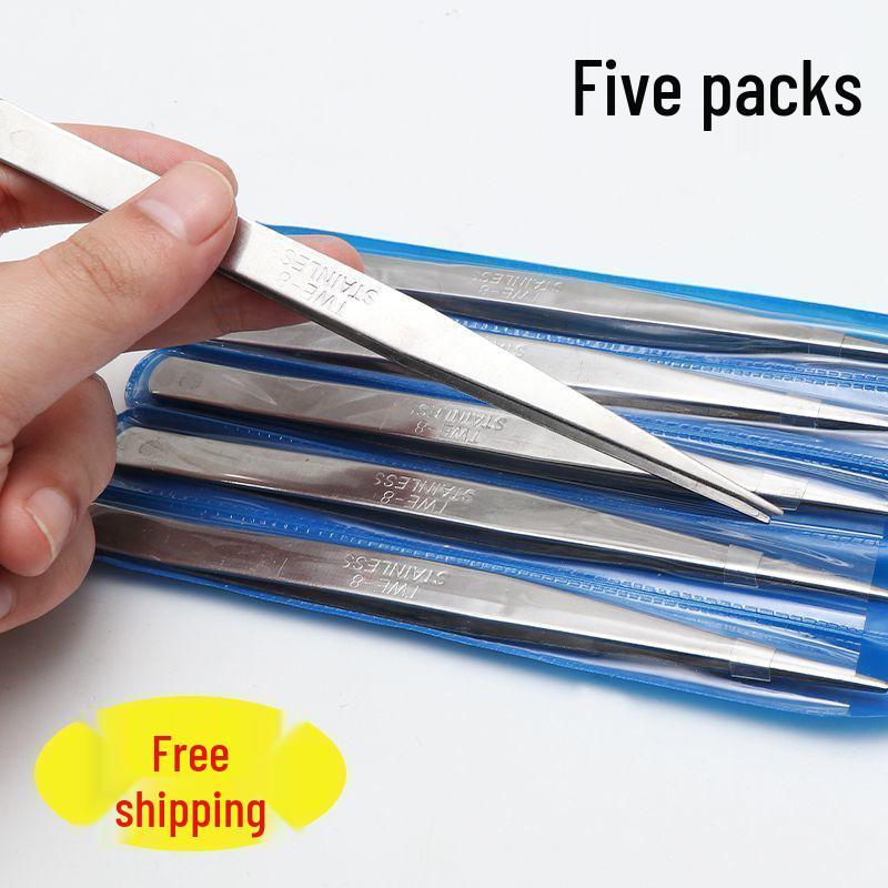 Sewing Tools Set: Stainless Steel Straight & Curved Tweezers, Repair Pliers, Needle Threader, Thickened Tailor's Clip