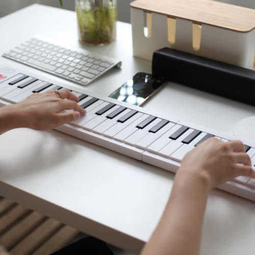 Btuty 61-Key Folding Digital Piano, Multifunctional Electronic Piano with Keyboard, LED Display, Built-in Rechargeable Battery, Musical Instrument, Di