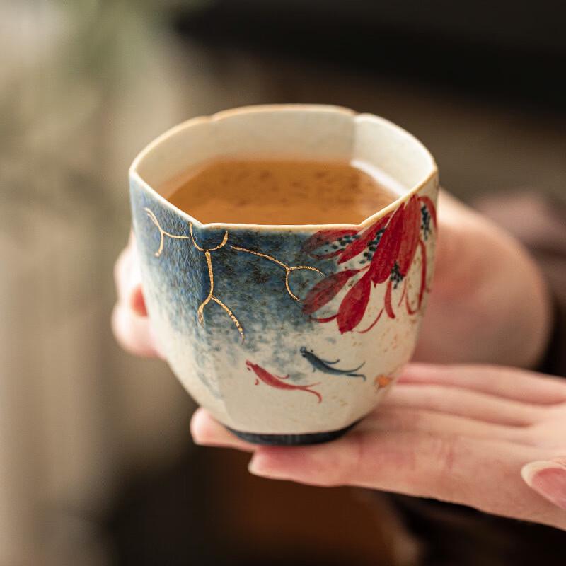 Jiumuqing Hand-Painted Hexagonal Ceramic Tea Cup