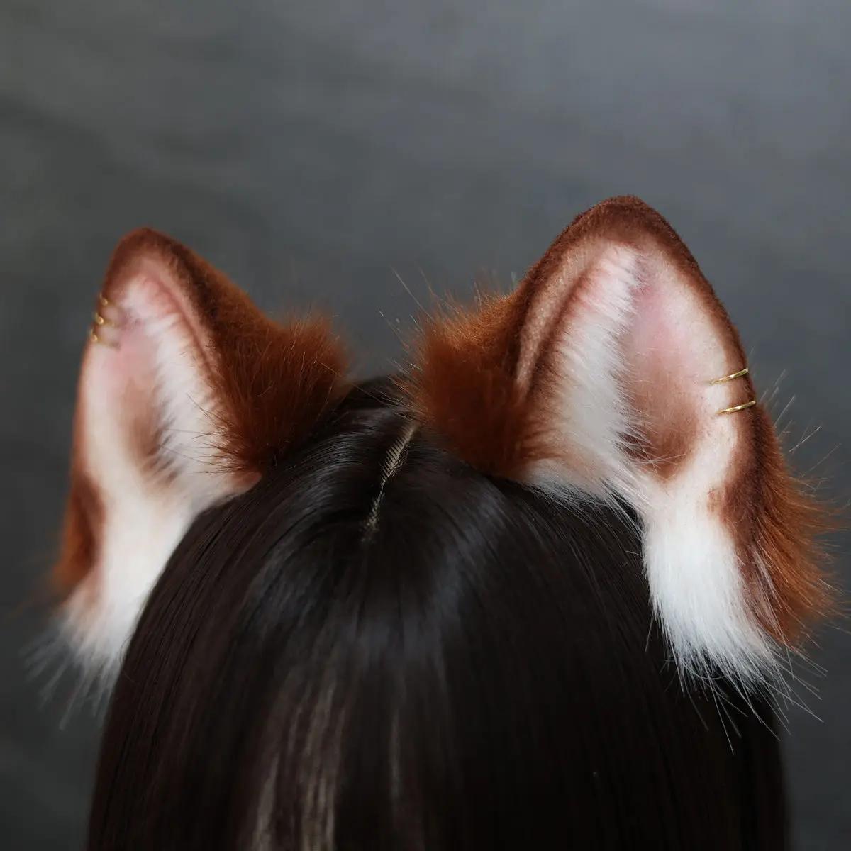 Halloween Requisiten Haarreif Individuell Simulierte Kurze Haare Katzenohren Haarreif Ohrring Geschenk Cosplay Kopfschmuck Zubehör black