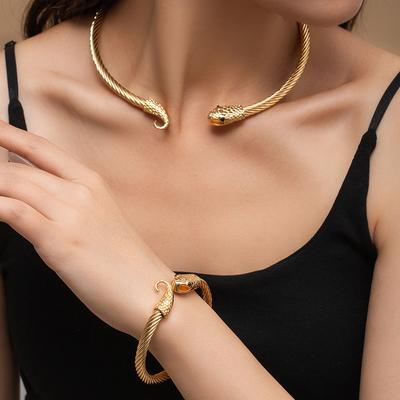 Exotic Ethnic Style Snake Bracelet Neck Ring Retro Personality Niche Bracelet Year Of The Snake Light Luxury Heavy Industry Metal Necklace