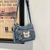 Women's Denim Crossbody Bag Casual Shoulder Purse with Chain Detail