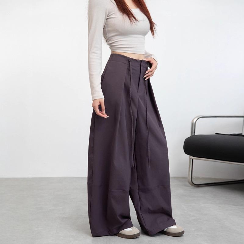 Lazy Wind Wide-leg Pants Women's Autumn High-waisted Drape Casual Pants Loose Design Pleated Straight Floor-mopping Pants Trousers