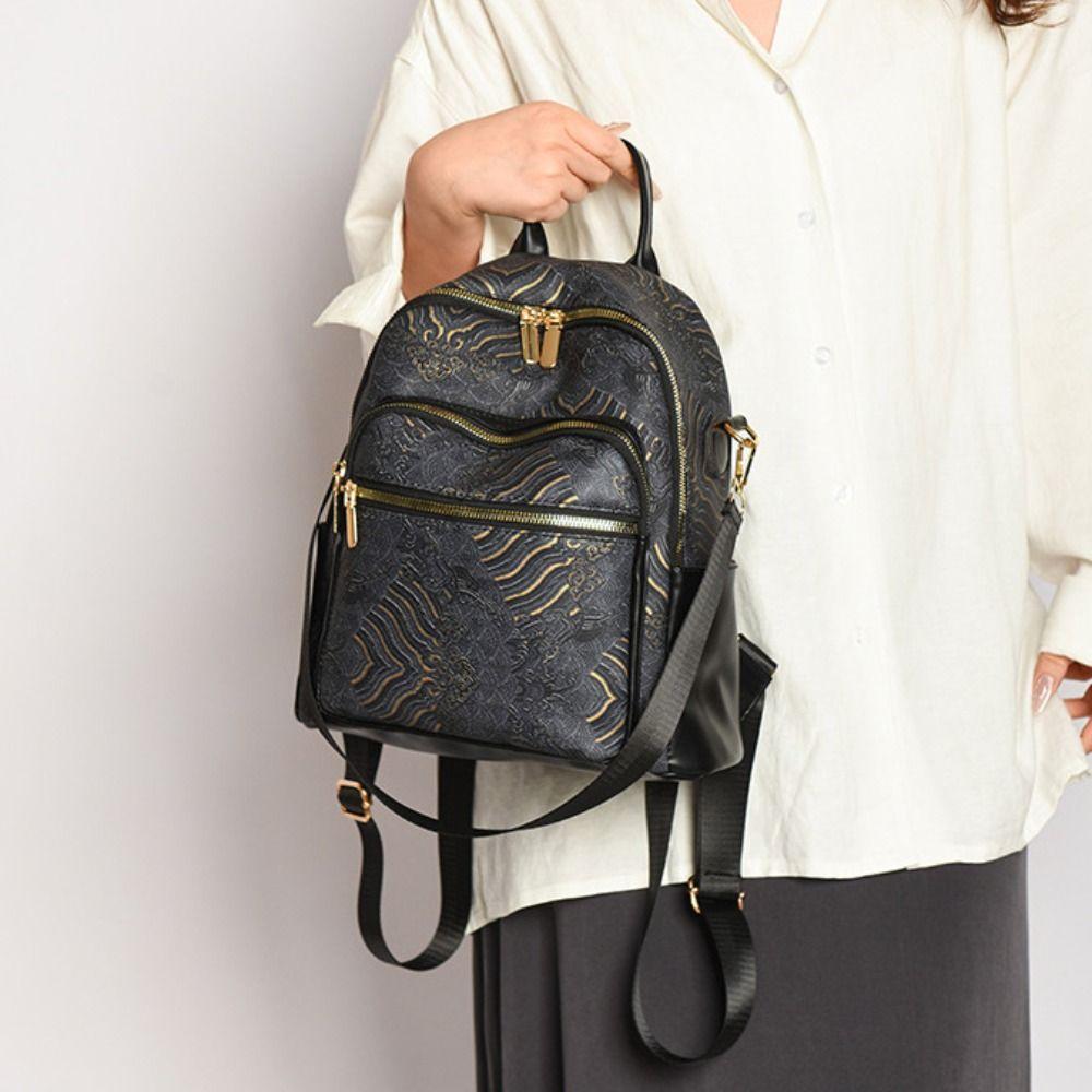 Top Handle Ethnic Style Shoulder Bag Pu Mini Travel Backpack Japanese Women Casual Backpack  Lady