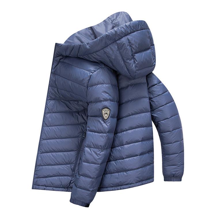 Men's Lightweight Hooded Down Jacket 2025 – Short Style, Stand-Up Collar, Trendy Winter White Duck Down Outerwear