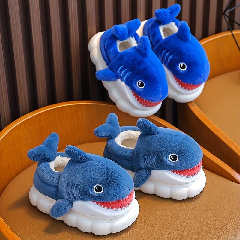 Soft Breathable Youngsters' Shark Slides Cute Cartoon Shark Slippers with Fabric Upper  EVA Sole