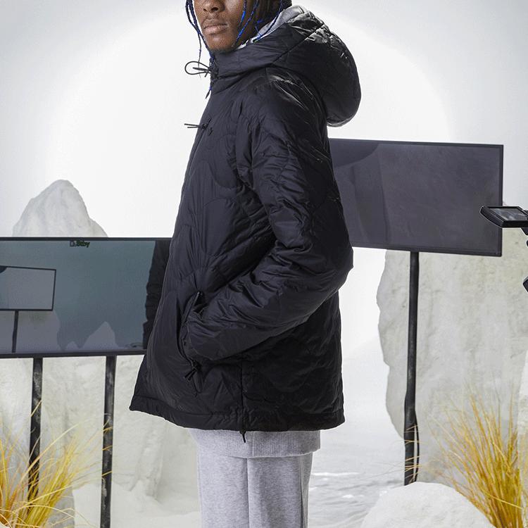 Adidas Originals Sport Zip Hooded Down Jacket Long Sleeve Winter Men Outerwear Black H13586