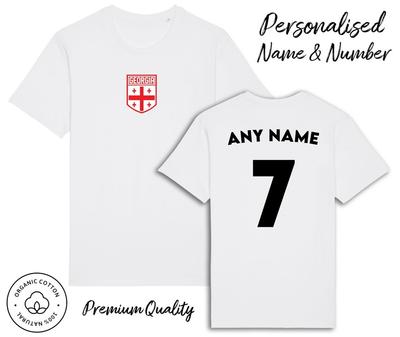 Georgië Vlag T-shirt 2024 Gepersonaliseerde Naam en Nr Volwassenen Kinderen Baby, Voetbal Euro