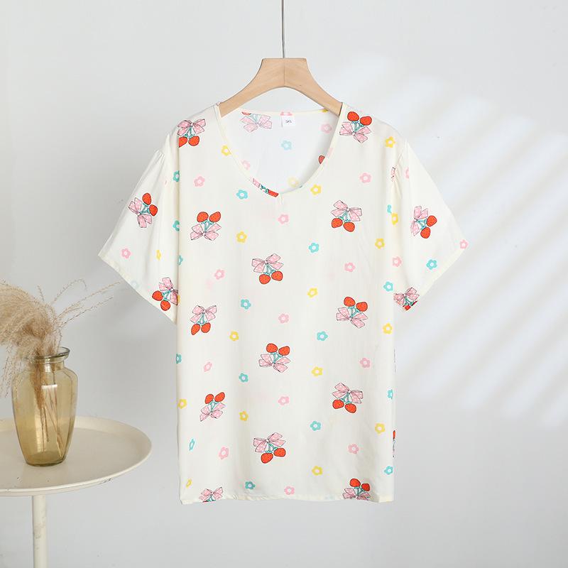2025 Summer Women s Short-Sleeve Cotton Rayon Jacquard Tee – Casual Loose Fit 3XL (90-135 jin)