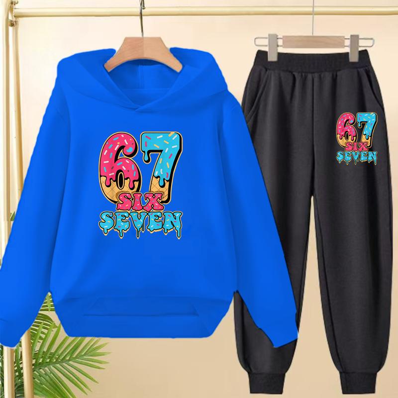 Set Autunnali e Invernali per Bambini e Bambine dai 3 ai 12 Anni, 67 Felpe Sportive Cartoni Animati, Pantaloni Lunghi e Affascinanti Pullover con Cappuccio