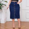 Damen Midi Bodycon Bleistift Denim Röcke Hohe Taille Denim Jean Rock Mit Taschen Lang Stretch Lässig Frontschlitz Knopfleiste Jean Rock für Damen