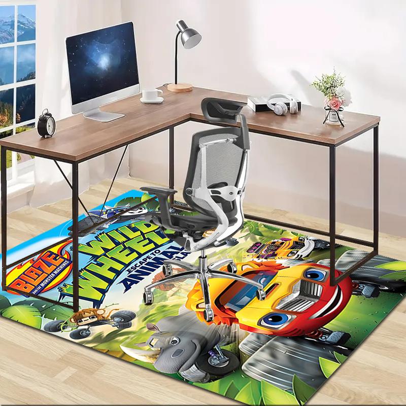 1pc Blaze and the Monster Machines (2) Design Area Rug - Non-Slip, Soft & Cozy Floor Mat for Living Room, Bedroom, Office - Indoor/Outdoor Decorative