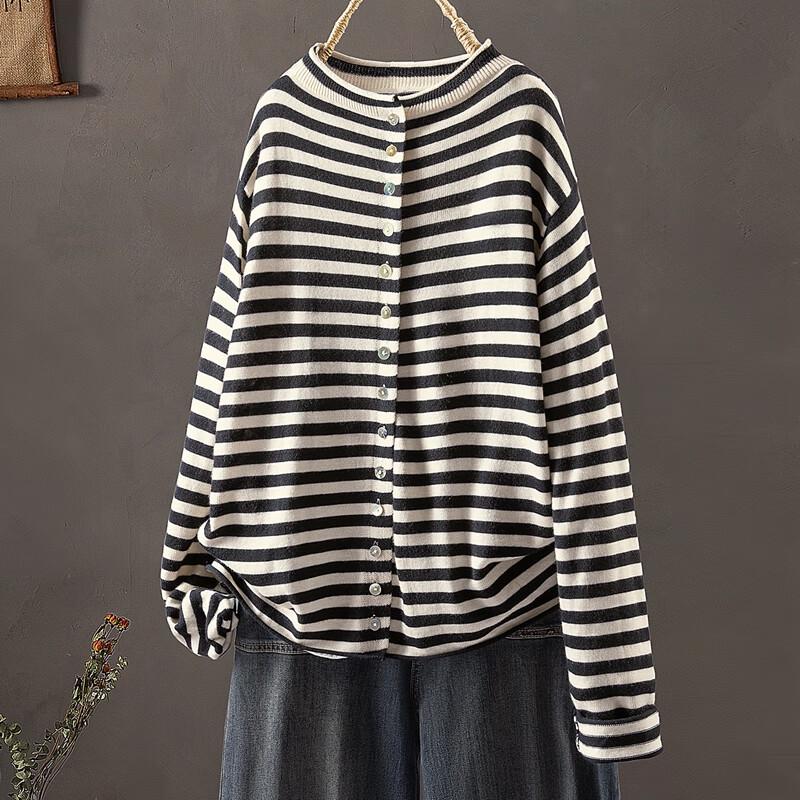 SIBISHER Women's Striped Color Block Knit Top