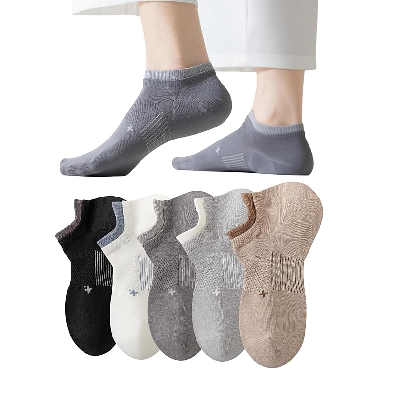 

[ATIFUNA] men s socks [antibacterial Odor prevention cotton Sweat absorption] 5 pair set spring summer autumn mixed colors socks Short socks that
