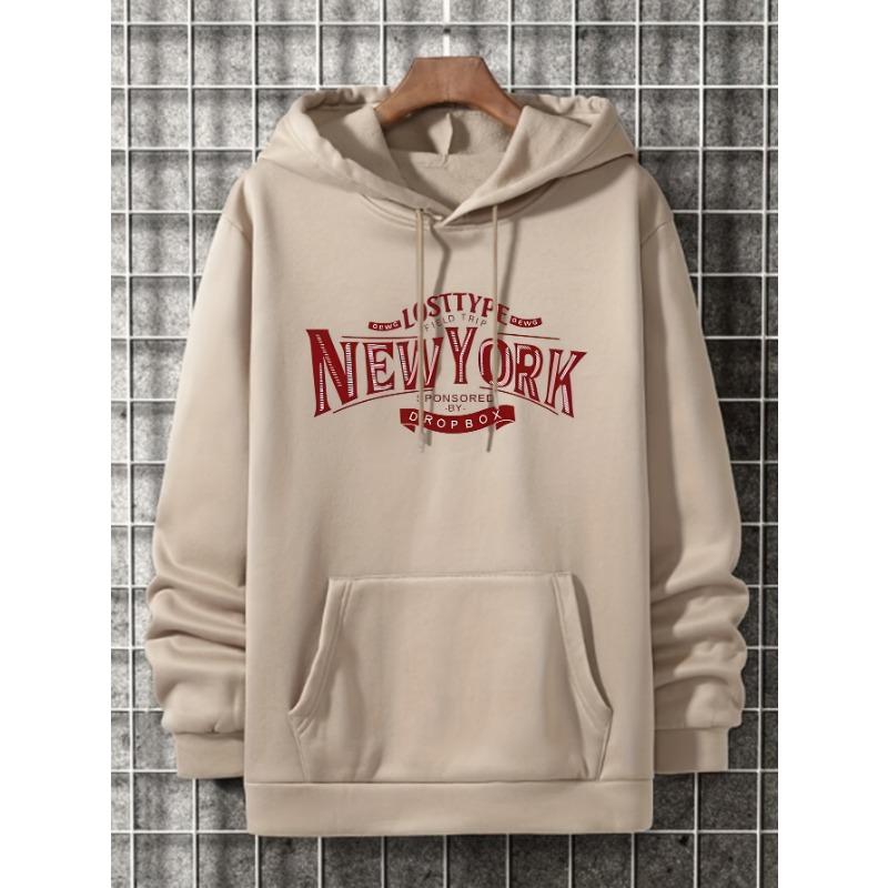 Heather Gray Vintage Burgundy New York Letter Unisex Hoodie
