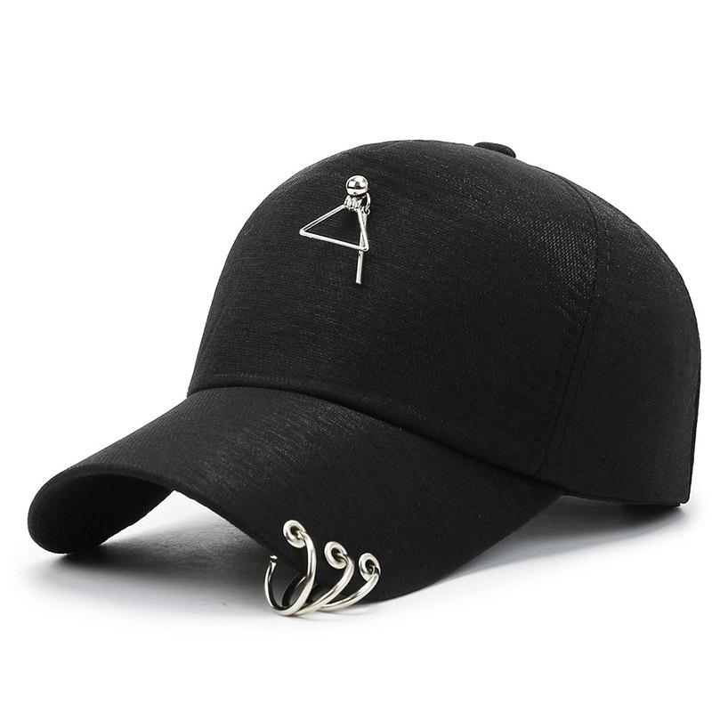 New personalized baseball cap hanging iron ring chain cap spring and autumn black cap blue popular hat