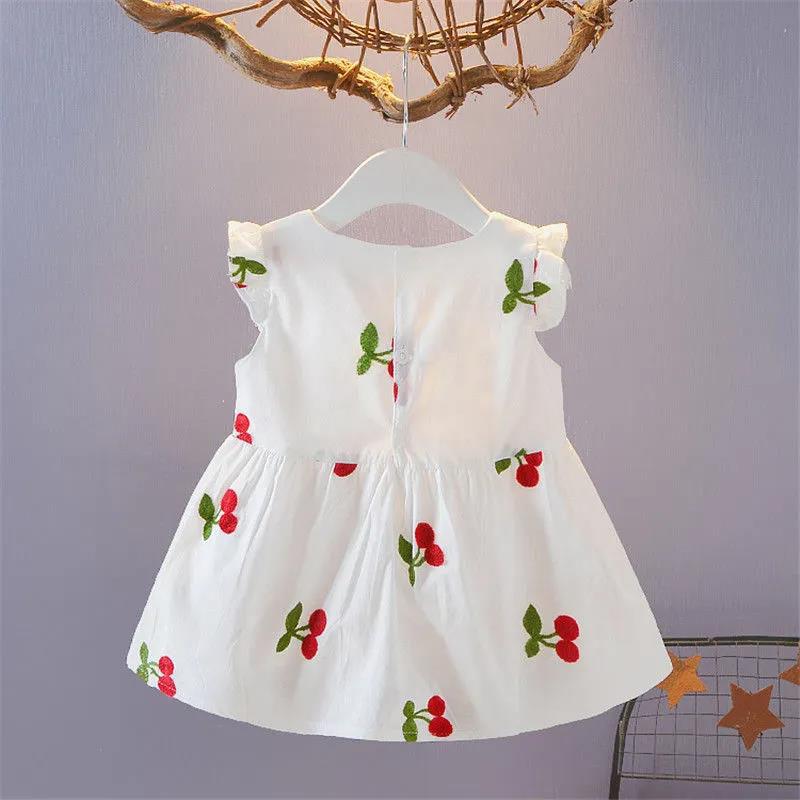 Girls Cute Dress Summer Cotton Vest Skirt 0-3 Baby Girl Nightdress Dress Doll Skirt White Sleeveless A-line Skirt