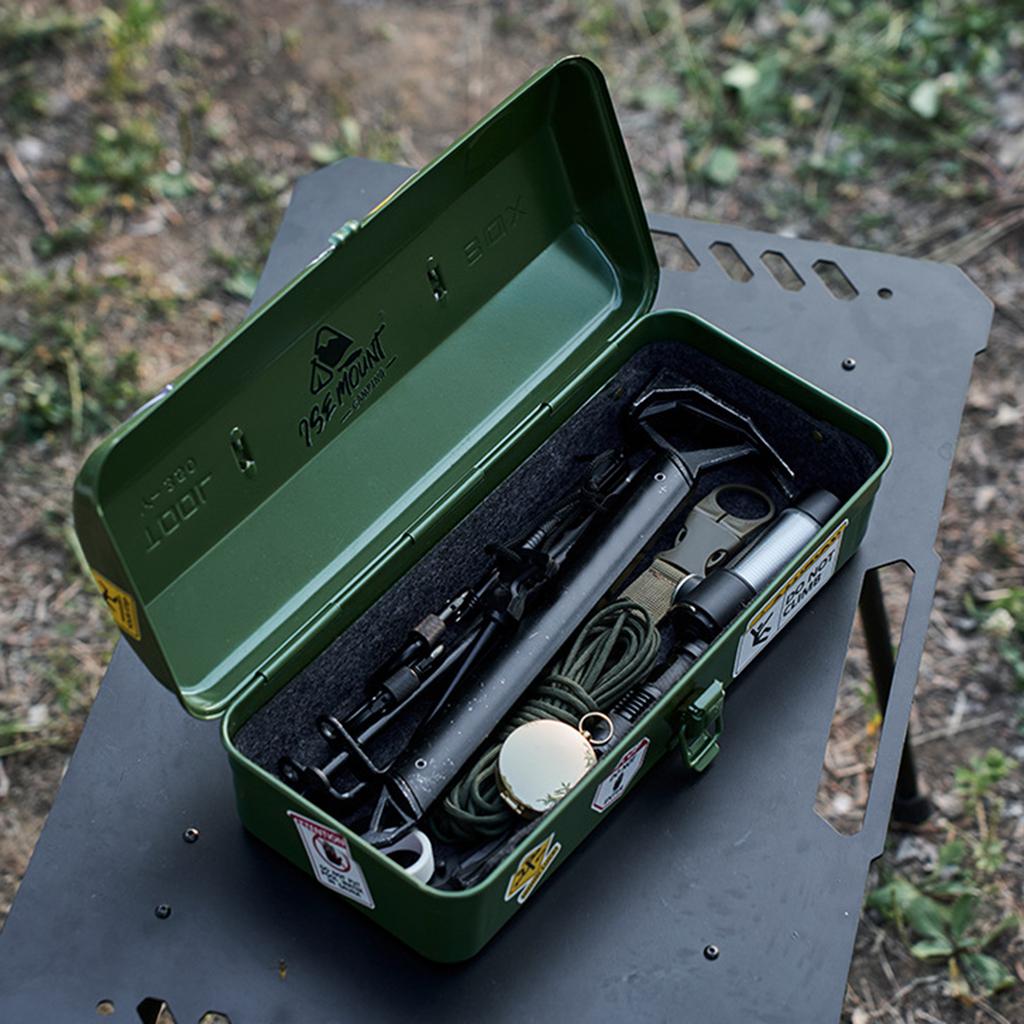 Verktygslåda i metall med klistermärke Liten verktygslåda Bärbar handhållen förvaringslåda i metall Sadeltak Verktygslåda i metall för utomhusbruk