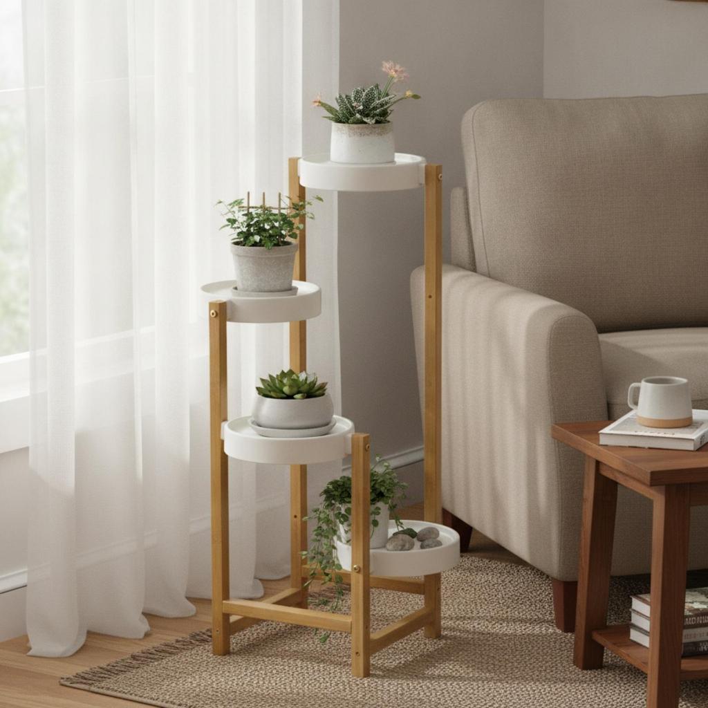 Plant Stand Featuring Trays Staggered Space-Saving rackSaving for Balcony