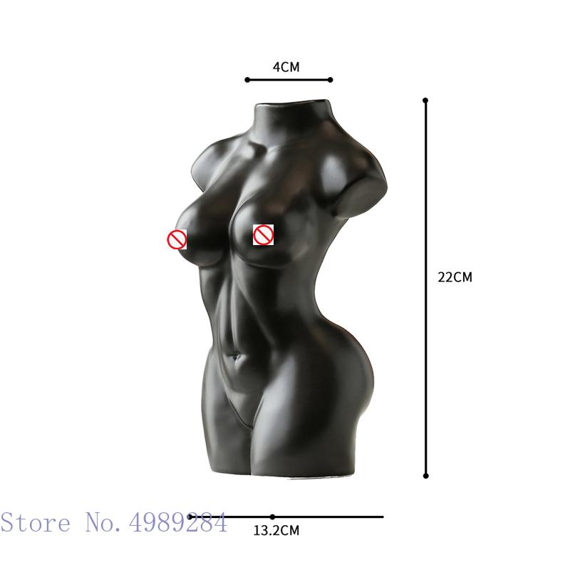 Human Body Ceramic Vase Black and White Nude Abstract Human Female Naked Girl Flower Vase Home Decoration Crafts Ornaments