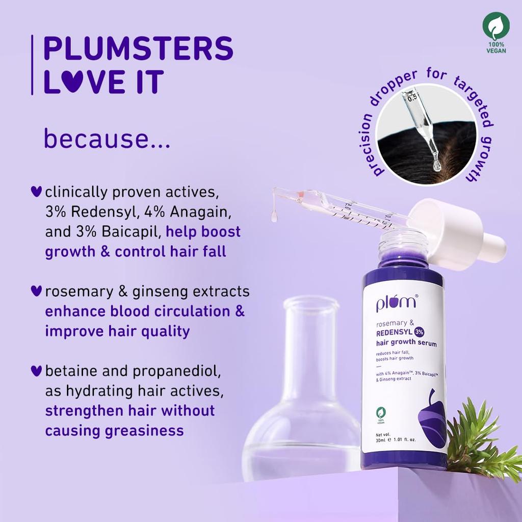 Plum Hair Growth Serum 30ml Pack of 1 | Anti Hair Fall & Hair Density Booster for Men & Women