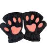 Women's Cute Cat & Bear Paw Fingerless Fleece Gloves