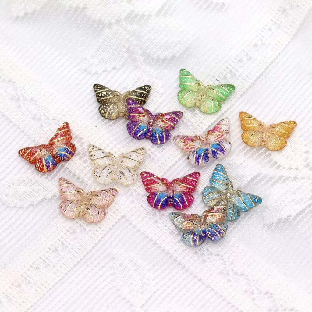 40 Pcs Resin Cute Cartoon Mini Colorful Beautiful Butterfly Flat Back Rhinestone Appliques Diy Wedding Scrapbook Craft A114