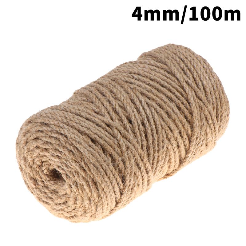 Durable Burlap Jute Rope 2-5mm Thick 1/200M Long Non-Toxic Twine for DIY Gift Wrapping Gardening Cat Tree Building
