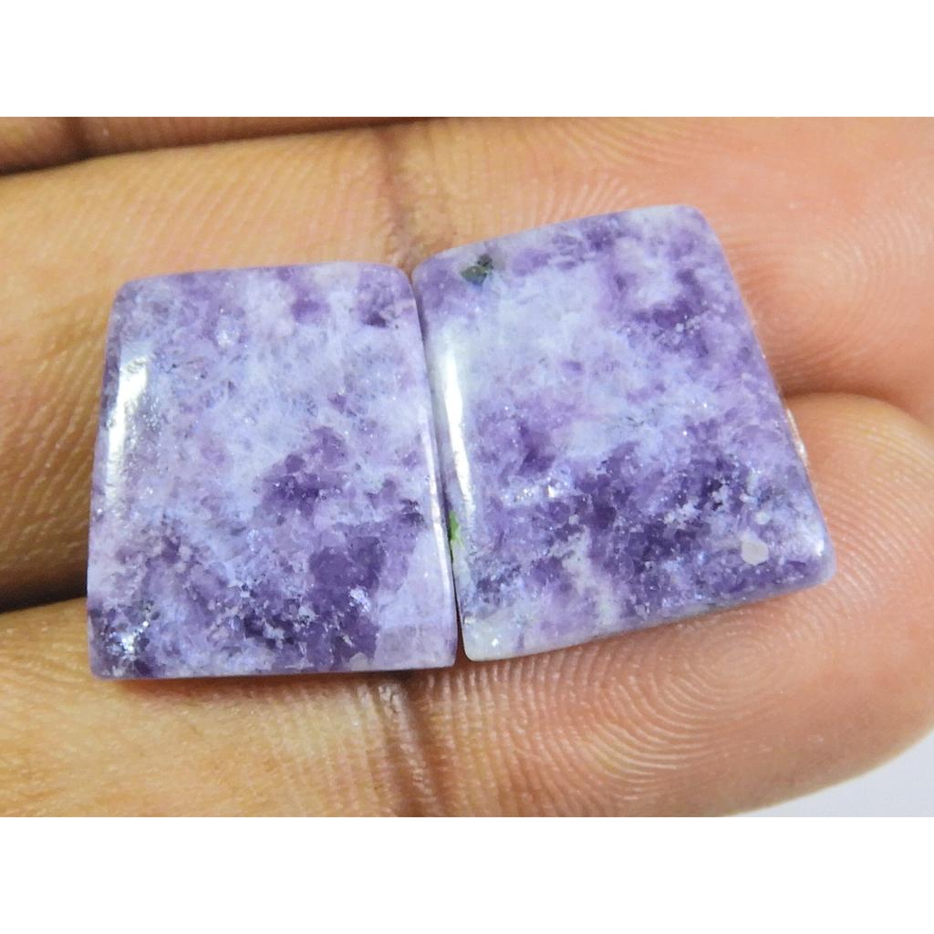17Cts.NATURAL LAPIDOLITE MATCHED PAIR FANCY CABOCHON LOOSE GEMSTONE14X16X3MM SK-347