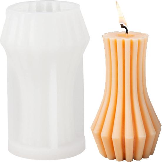 Pillar Candle Mold, 3D Cylindrical Stripe Candle Mold, Candle Molds for Candle Making, Silicone Mold for Crafts Aromatherapy Candle Handmade, Soap