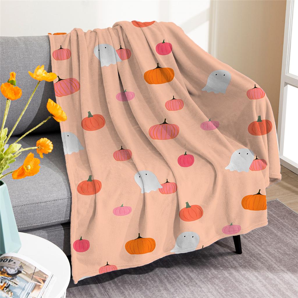 Halloween pumpkin digitalprinted polyester Bedroom velvet flannel soft sofa cover blanket Fleece soft sofa cover blankets