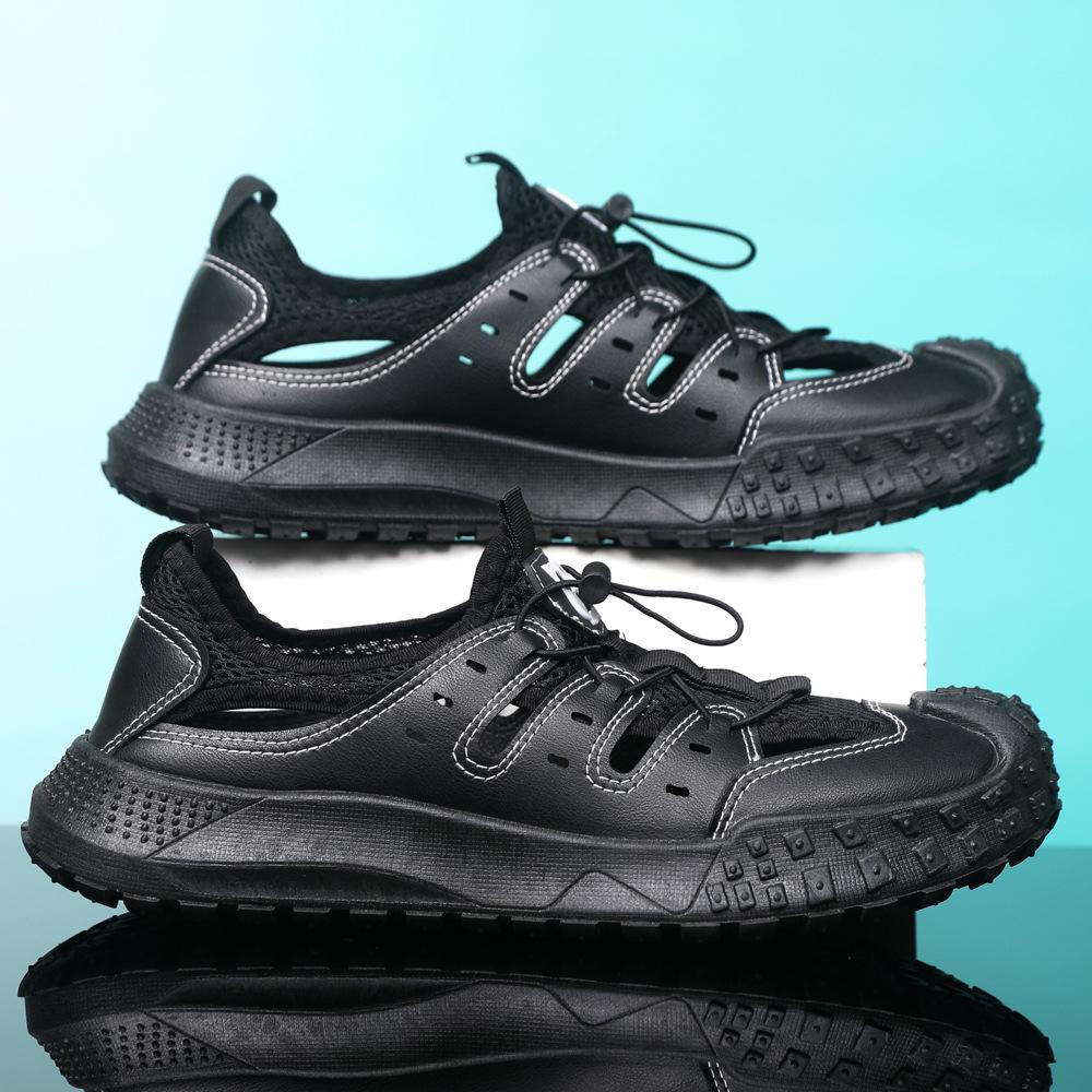Men's shoes large size new summer breathable casual hole shoes lazy one pedal outdoor trend soft sole comfortable sandals