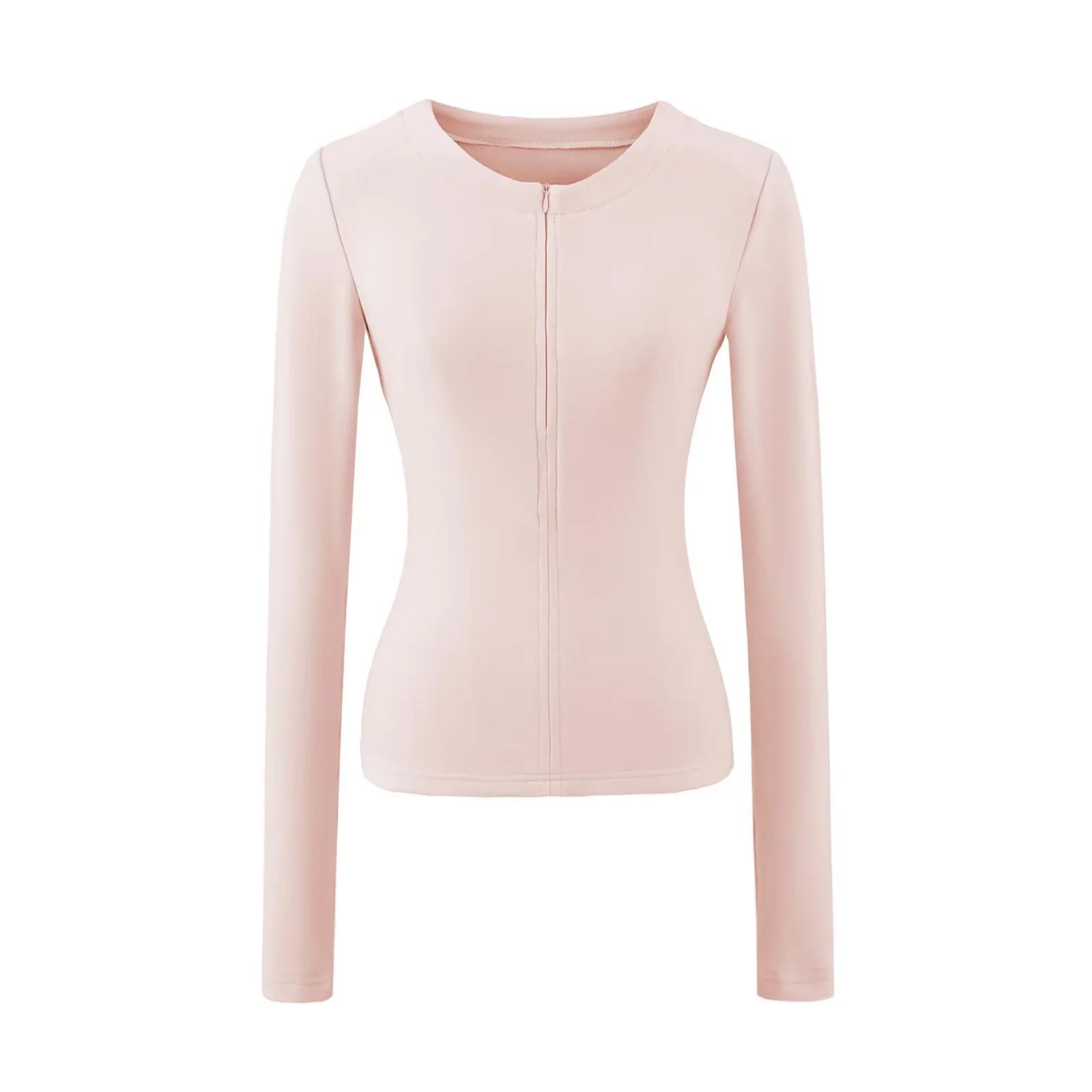 

Spicy Girl Sexy Slimming Half-Zip Long Sleeve Pullover Top Large рожевий