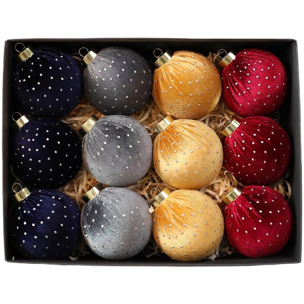 Christmas Tree Ornaments Set, 8cm Soft Velvet Fabric Ball Decorations, Handmade Holiday Décor For Wreaths And Home Displays